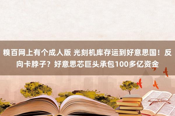 糗百网上有个成人版 光刻机库存运到好意思国！反向卡脖子？好意思芯巨头承包100多亿资金