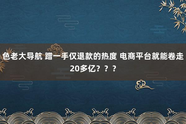 色老大导航 蹭一手仅退款的热度 电商平台就能卷走20多亿？？？