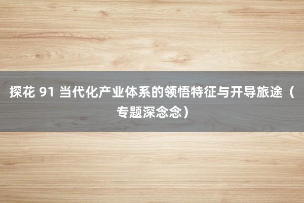 探花 91 当代化产业体系的领悟特征与开导旅途（专题深念念）