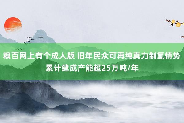 糗百网上有个成人版 旧年民众可再纯真力制氢情势累计建成产能超25万吨/年