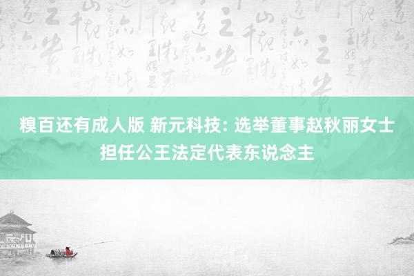 糗百还有成人版 新元科技: 选举董事赵秋丽女士担任公王法定代表东说念主