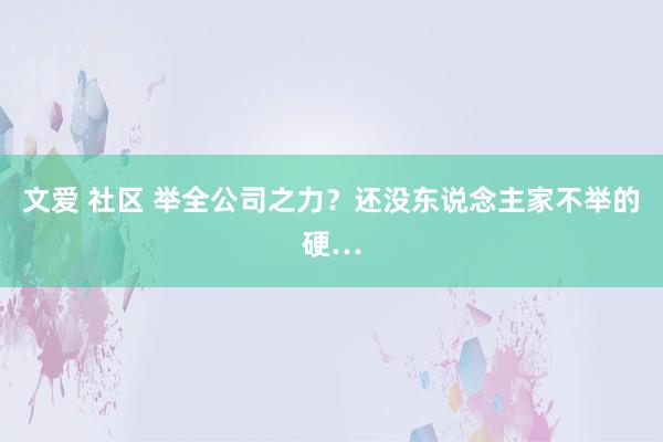 文爱 社区 举全公司之力？还没东说念主家不举的硬…